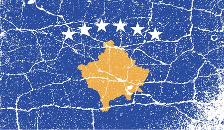 Flag of Kosovo with old texture. Vector illustrationのイラスト素材
