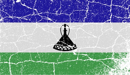 Flag of Lesotho with old texture. Vector illustrationのイラスト素材