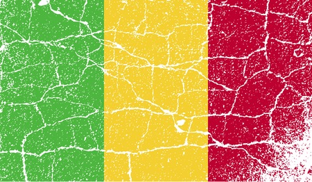 Flag of Mali with old texture. Vector illustrationのイラスト素材