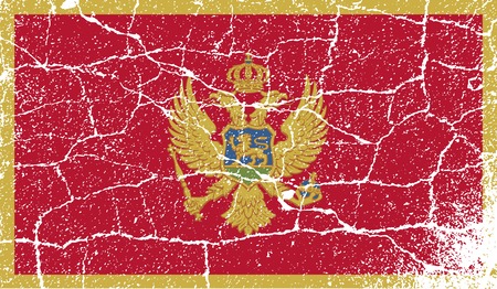 Flag of Montenegro with old texture. Vector illustrationのイラスト素材