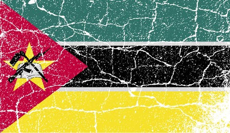 Flag of Mozambique with old texture. Vector illustrationのイラスト素材
