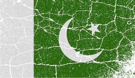 Flag of Pakistan with old texture. Vector illustrationのイラスト素材