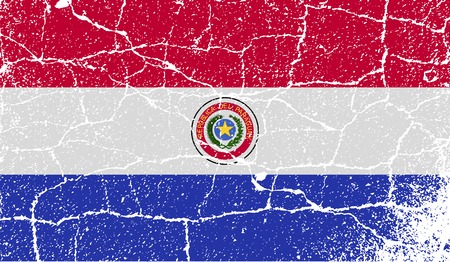 Flag of Paraguay with old texture. Vector illustrationのイラスト素材
