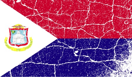 Flag of Saint Martin with old texture. Vector illustrationのイラスト素材
