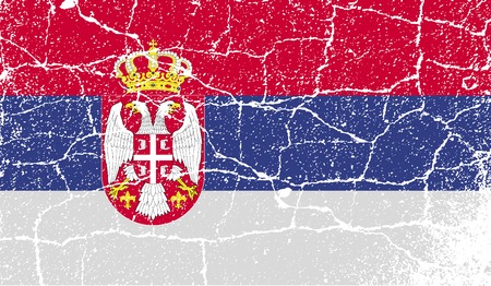 Flag of Serbia with old texture. Vector illustrationのイラスト素材