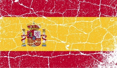 Flag of Spain with old texture. Vector illustrationのイラスト素材