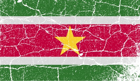 Flag of Suriname with old texture. Vector illustrationのイラスト素材