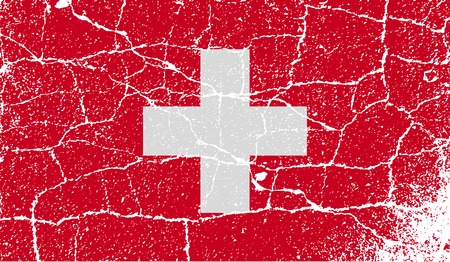 Flag of Switzerland with old texture. Vector illustrationのイラスト素材