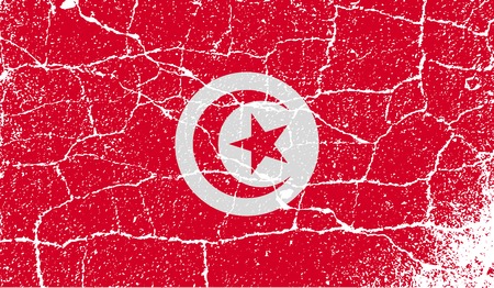Flag of Tunisia with old texture. Vector illustrationのイラスト素材