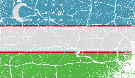 Flag of Uzbekistan with old texture. Vector illustrationのイラスト素材