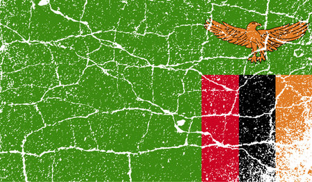 Flag of Zambia with old texture. Vector illustrationのイラスト素材