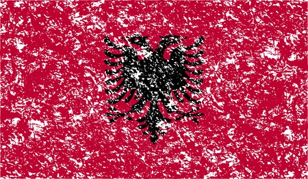 Flag of Albania with old texture. Vector illustrationのイラスト素材
