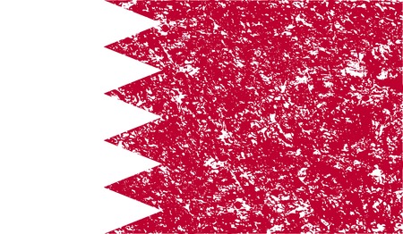 Flag of Bahrain with old texture. Vector illustrationのイラスト素材