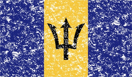 Flag of Barbados with old texture. Vector illustrationのイラスト素材