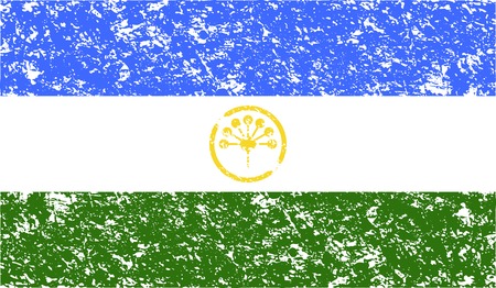 Flag of Bashkortostan with old texture. Vector illustrationのイラスト素材
