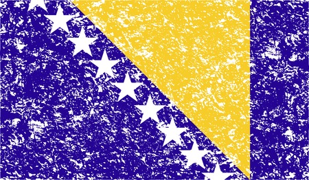 Flag of Bosnia and Herzegovina with old texture. Vector illustrationのイラスト素材