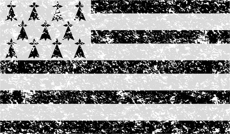 Flag of Brittany with old texture. Vector illustrationのイラスト素材
