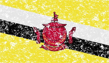 Flag of Brunei with old texture. Vector illustrationのイラスト素材