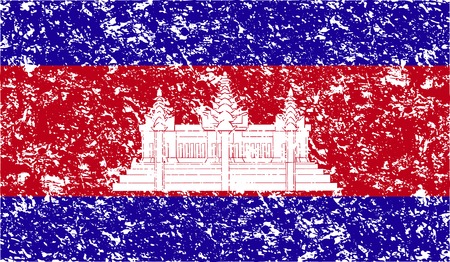 Flag of Cambodia with old texture. Vector illustrationのイラスト素材