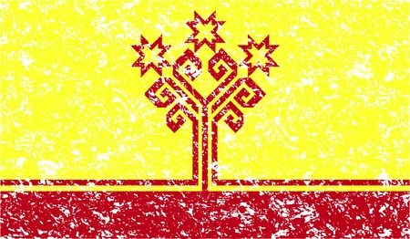 Flag of Chuvashia with old texture. Vector illustrationのイラスト素材
