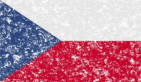 Flag of Czech Republic with old texture. Vector illustrationのイラスト素材