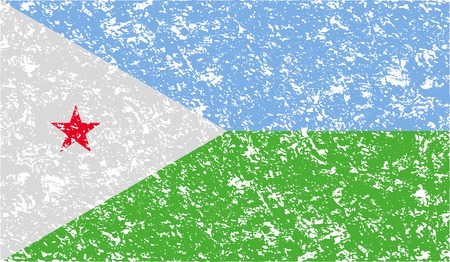 Flag of Djibouti with old texture. Vector illustrationのイラスト素材