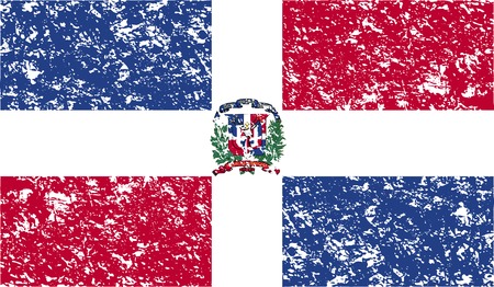 Flag of Dominican Republic with old texture. Vector illustrationのイラスト素材