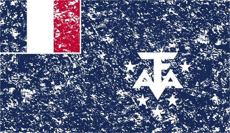 Flag of French Southern and Antarctic Lands with old texture. Vector illustrationのイラスト素材