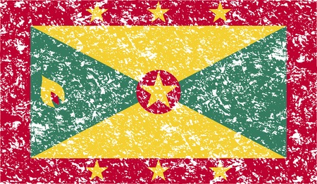 Flag of Grenada with old texture. Vector illustrationのイラスト素材