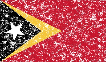 Flag of East Timor with old texture. Vector illustrationのイラスト素材