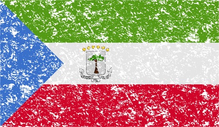 Flag of Equatorial Guinea with old texture. Vector illustrationのイラスト素材