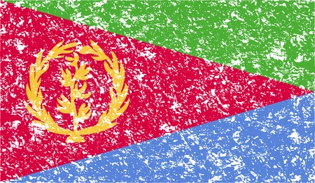 Flag of Eritrea with old texture. Vector illustrationのイラスト素材