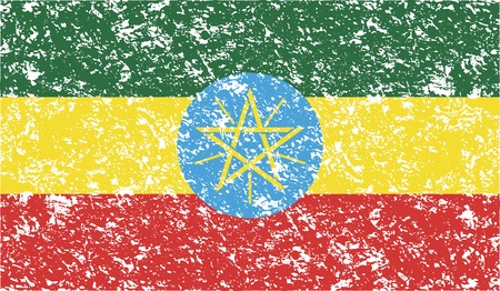 Flag of Ethiopia with old texture. Vector illustrationのイラスト素材
