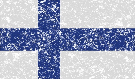 Flag of Finland with old texture. Vector illustrationのイラスト素材
