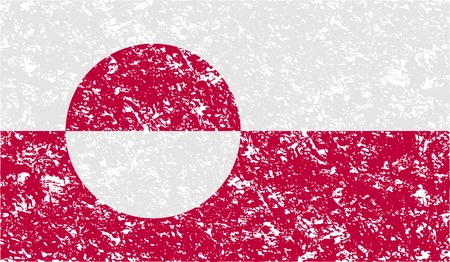 Flag of Greenland with old texture. Vector illustrationのイラスト素材