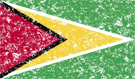 Flag of Guyana with old texture. Vector illustrationのイラスト素材
