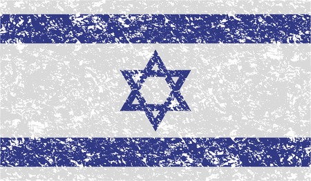 Flag of Israe with old texture. Vector illustrationのイラスト素材