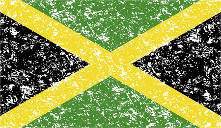 Flag of Jamaica with old texture. Vector illustrationのイラスト素材