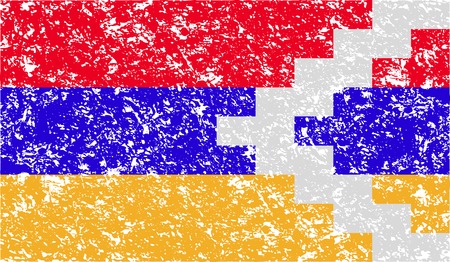 Flag of Karabakh Republic with old texture. Vector illustrationのイラスト素材