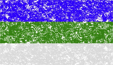 Flag of Komi with old texture. Vector illustrationのイラスト素材
