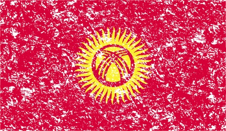 Flag of Kyrgyzstan with old texture. Vector illustrationのイラスト素材