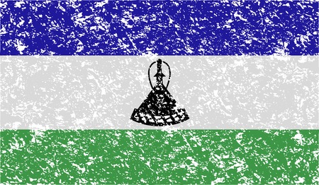 Flag of Lesotho with old texture. Vector illustrationのイラスト素材