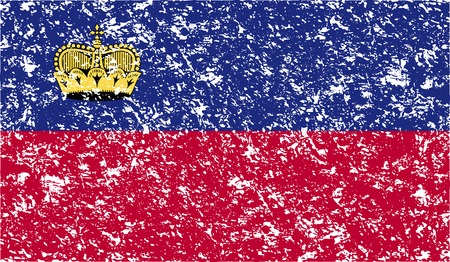 Flag of Liechtenstein with old texture. Vector illustrationのイラスト素材