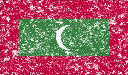 Flag of Maldives with old texture. Vector illustrationのイラスト素材