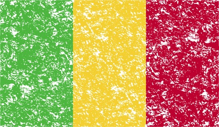 Flag of Mali with old texture. Vector illustrationのイラスト素材