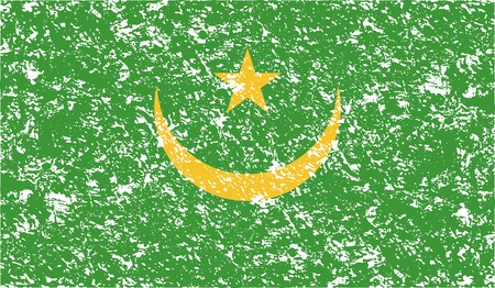Flag of Mauritania with old texture. Vector illustrationのイラスト素材