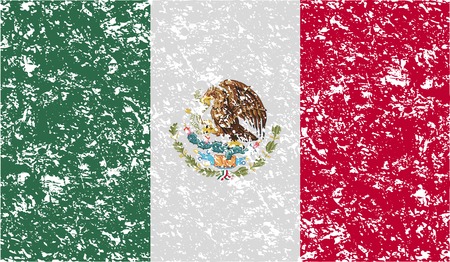 Flag of Mexico with old texture. Vector illustrationのイラスト素材