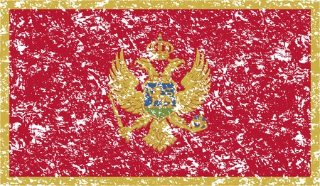 Flag of Montenegro with old texture. Vector illustrationのイラスト素材