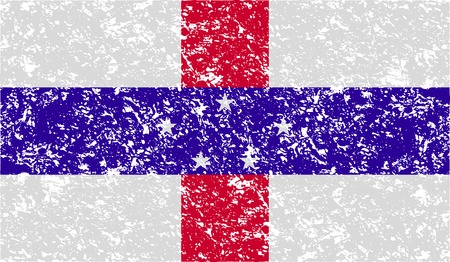 Flag of Netherlands Antilles with old texture. Vector illustrationのイラスト素材