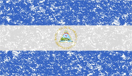 Flag of Nicaragua with old texture. Vector illustrationのイラスト素材